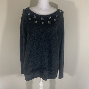 Lane Bryant Sparkle Neck Wool Sweater Dark Grey Size 18/20